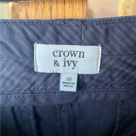 NWT Crown & Ivy Essential Signature chino ankle pants stretch pockets 10 blue - Picture 8 of 10